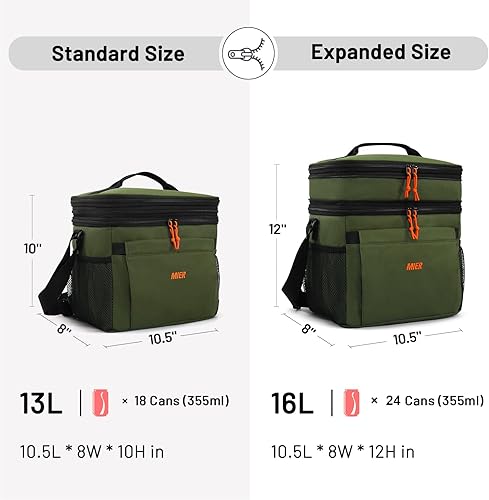 Miniatura 2 de MIER Lonchera para hombres con aislamiento expandible de doble compartimento, bolsa a prueba de fugas con bolsillos delanteros y traseros para