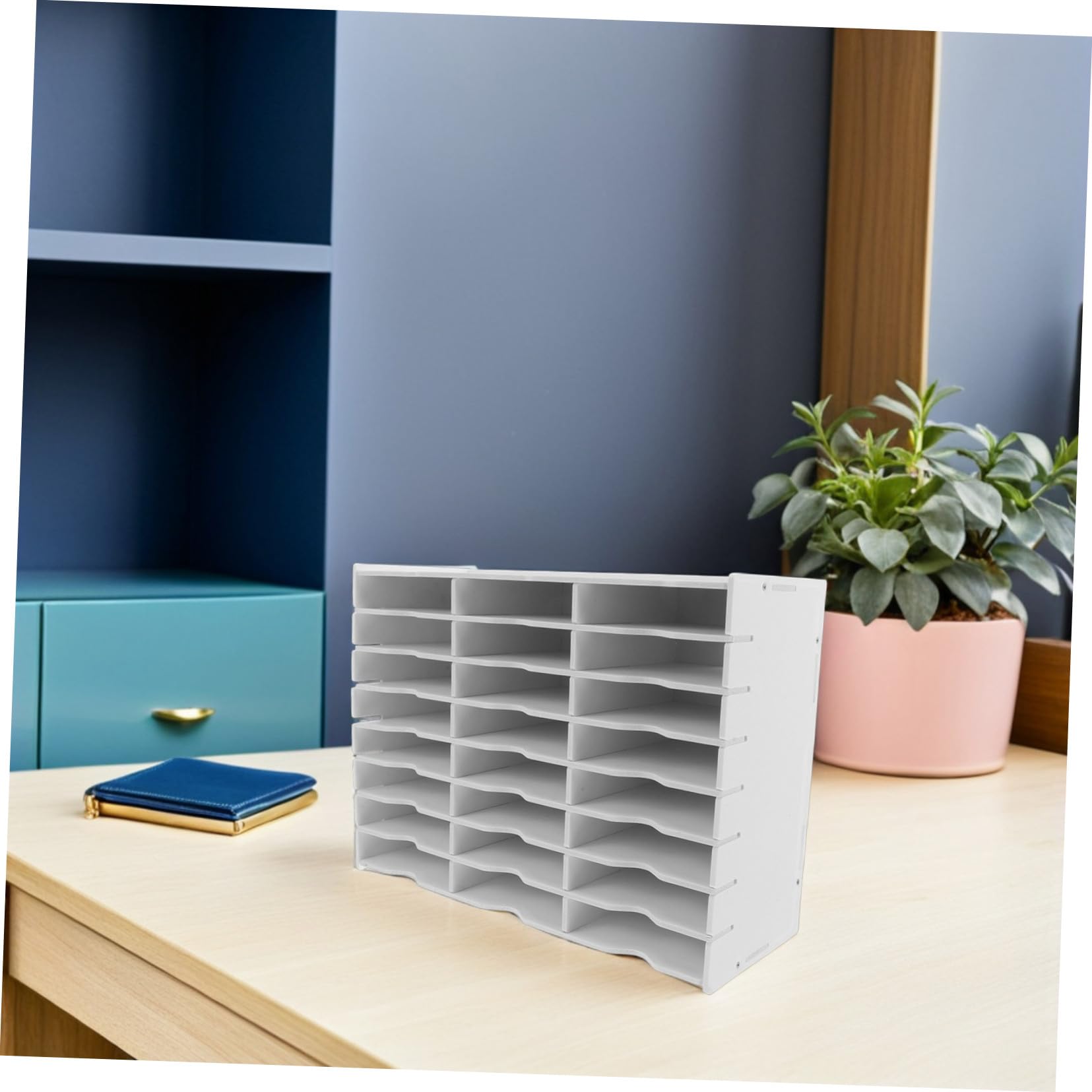 Angoily Organizer da Scrivania con Scomparti Scatola Documenti e Supporto per Tampone Contenitore Versatile per Ufficio e Hobby Domestici Struttura Compatta e Resistente in Plastica