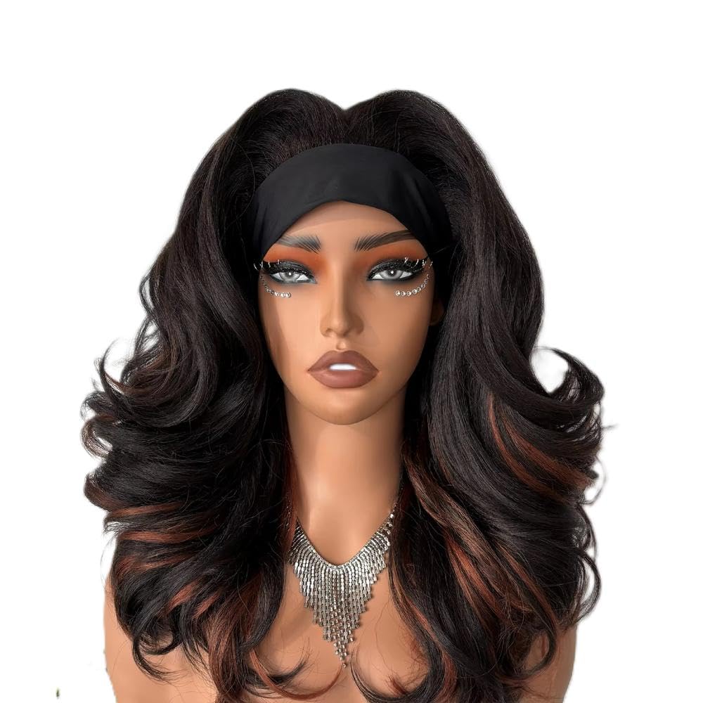Haarpflege Kurze Gewellte Wear-and-Go-Perücke Schwarz 45,7 Cm Lockiges Haar Für Frauen Afro-Stirnband-Perücke(2)