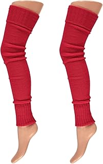 krautwear® Mujer Calentadores Calentadores Legwarmers Overknees gestrickte Medias Aprox. 70 cm 1980er años 80 años Rojo Rot 2X Adulto