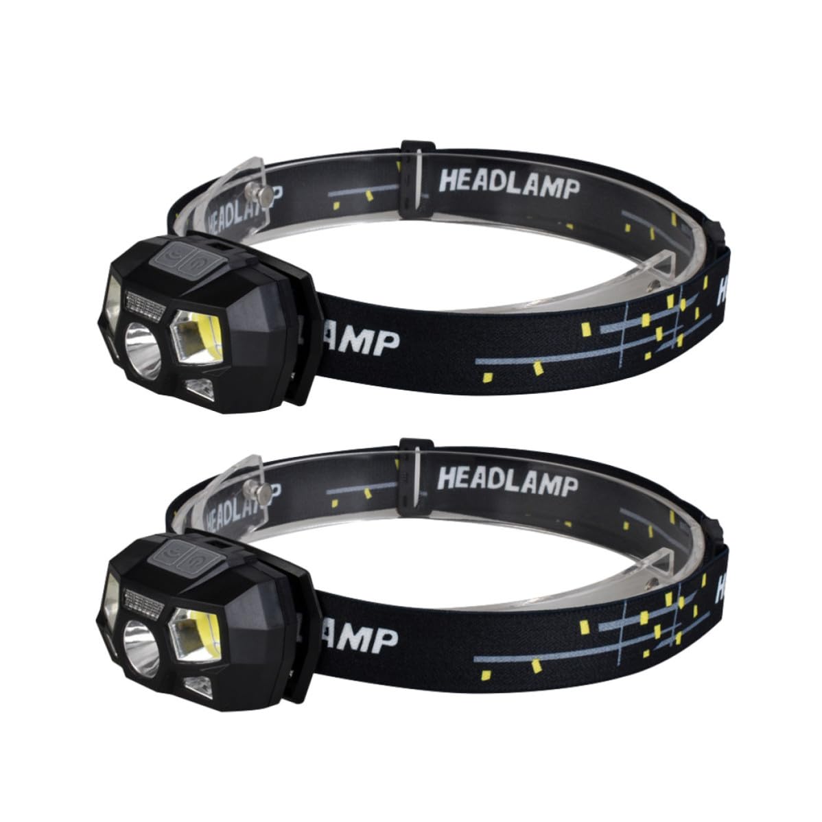 Outanaya Linterna Frontal LED Cob Xpe Recargable Sensor de Movimiento, Ipx4 Resistente al Agua, 2 Piezas, Plástico y Poliéster, Adecuado para Pesca y Trabajo Nocturno