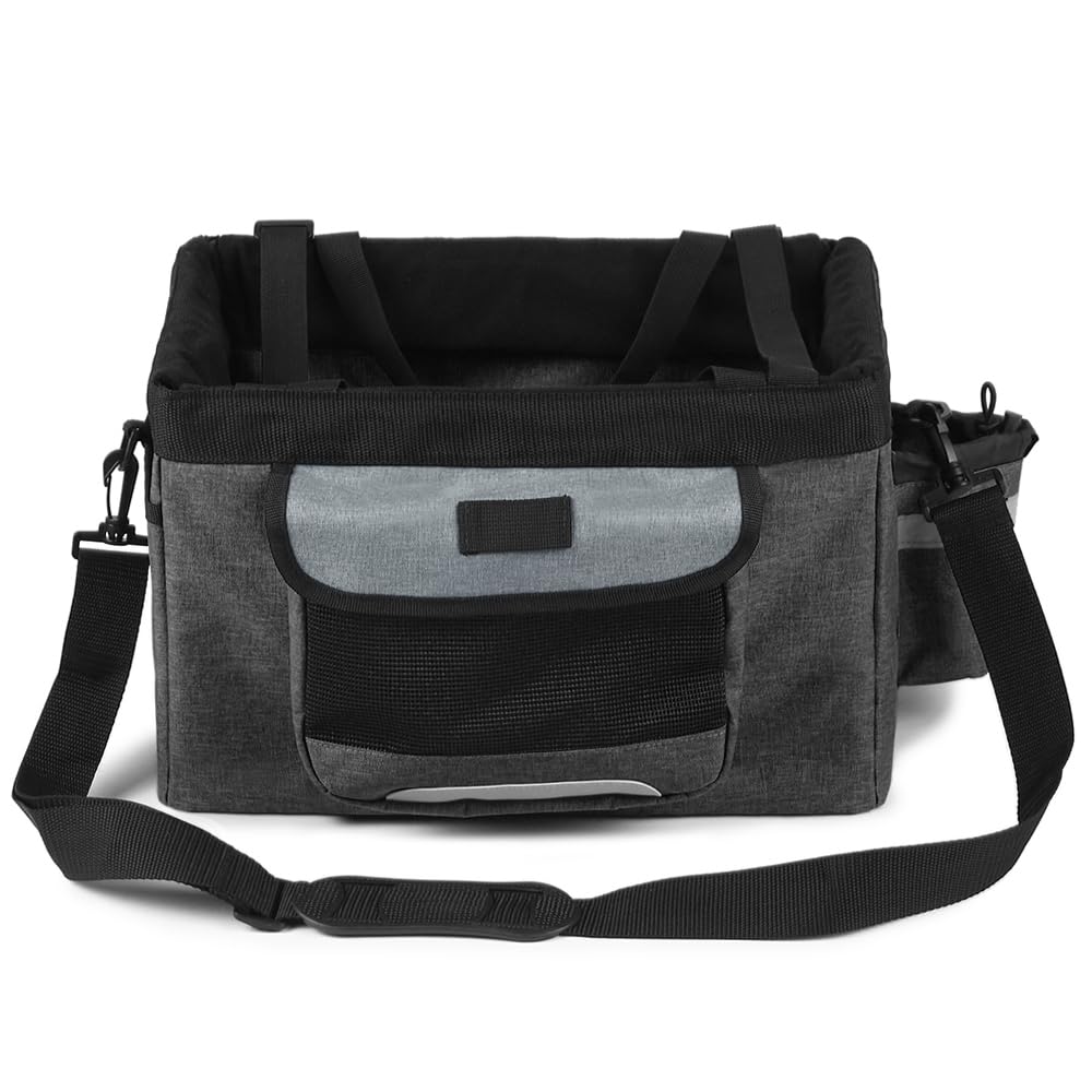 Lixada Fahrradkorb, faltbar, für Fahrrad, vorne, Abnehmbarer Korb, für Fahrrad, für Haustiere, Hunde, Katzen, Kaninchen, Transporter, Camping, Tasche