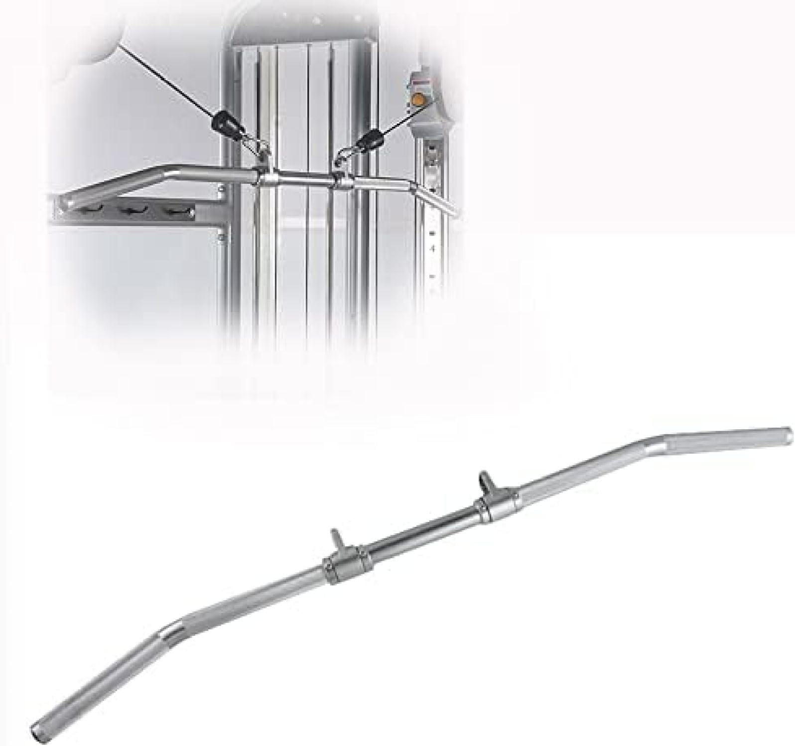 48" Wide Lat Pulldown Bar Double Hook Straight Bar Cable Machine Attachment Weight Fitness Pull Down Attachment for Gym Equipment 113cm