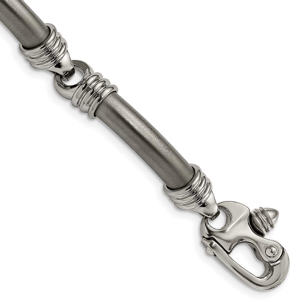 ICE CARATS ICE CARATS Edward Mirell Titanium Link Laser Texture Bracelet 8 Inch Fancy Man Cuff Men Fashion Jewelry Gift for Dad Mens for Him