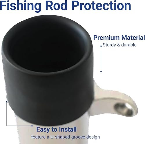 Miniatura 3 de OSTARE Protector de inserción de tubo de soporte de caña de pescar de goma negra, ajuste tubo de 2 pulgadas (1.969 in a 2.008 in) 8 piezas