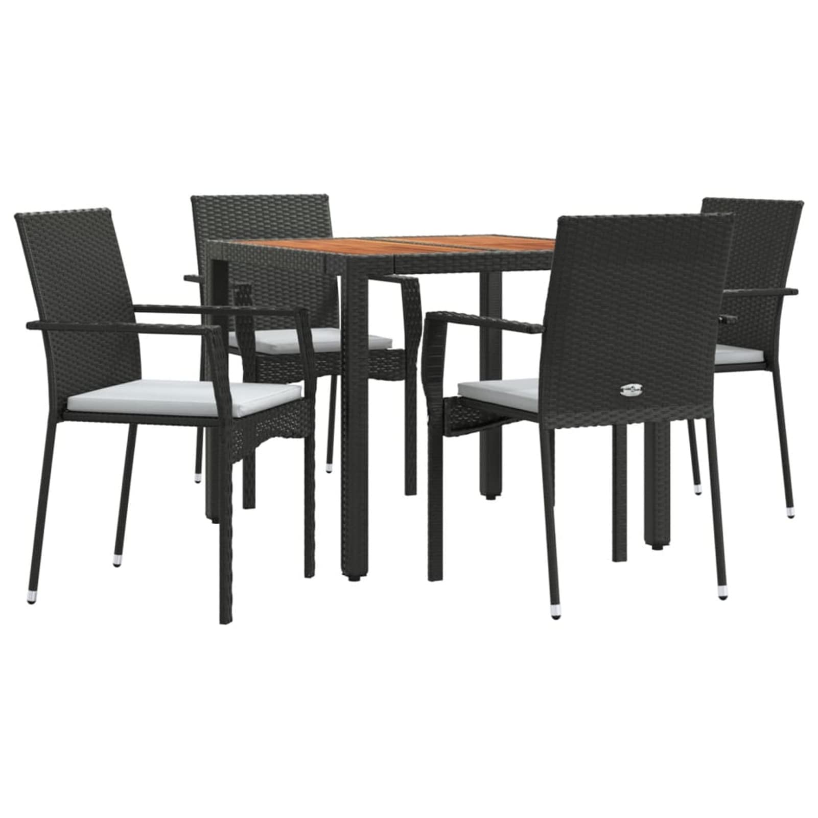 3184988 Set da Pranzo da Giardino 5 pz Nero con Cuscini in Polyrattan Testata in Legno,Testata Letto Matrimoniale Muebles Dormitorio Spalliera Letto Testiere per Letto Matrimoniale