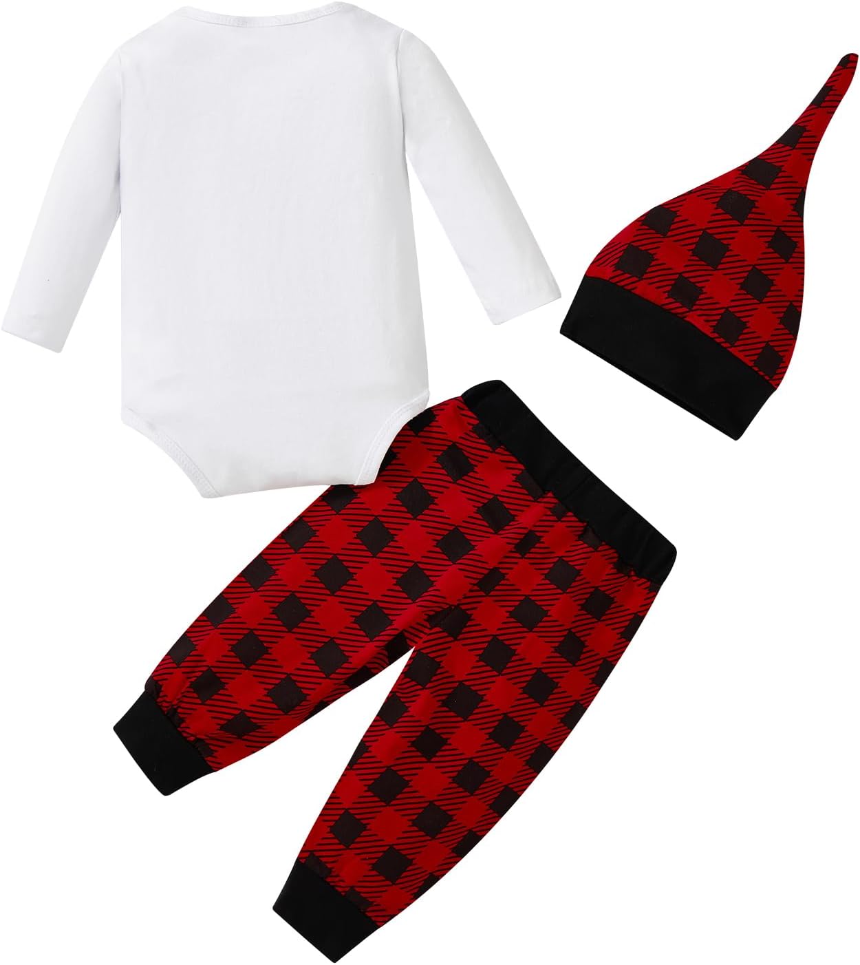 RETSUGO Newborn Baby 1st Christmas Outfit Elf Snowman Christmas Tree Romper 3pcs Set for Baby 0-24months