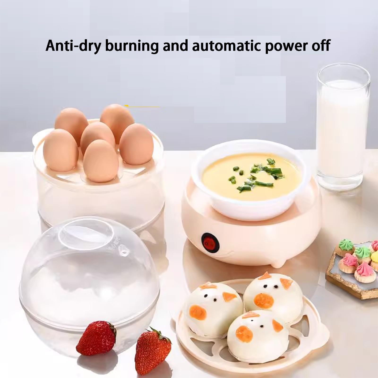 Cuociuova Elettrico - Cuociuova in Camicia con capacità di 6 Uova per Uova al Vapore, sode, Onsen Tamago, Uova alla Coque