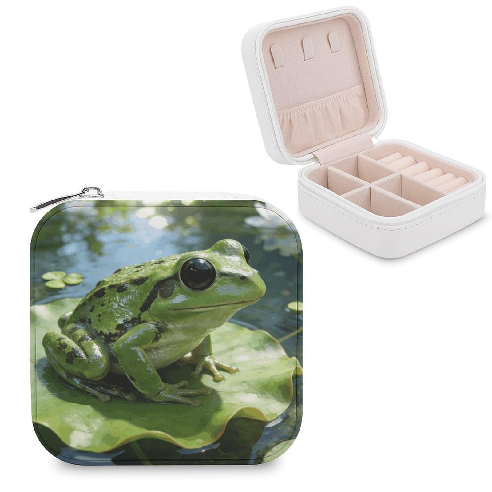 LZQPOEAS Frog Jewelry Box, PU Patterned Storage Case, Portable Travel Jewelry Organizer Box for Storing Rings, Pendants, Earrings, Necklaces, And Women's Specialized