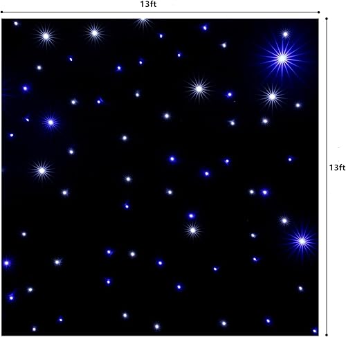 Miniatura 2 de Cortina de luz LED de 13 x 13 pies, telón de fondo LED blanco + azul para escenario, cortina de tela de cielo estrellado DMX512 para eventos de