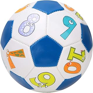 Bola de futebol tamanho 2, bola de futebol infantil ao ar livre, design de bola esportiva infantil brinquedo de bola de futebol para ambientes internos e externos com padrões de alfabeto de número animal para crianças, crianças pequenas, meninos (bola numérica)