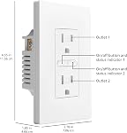 Amazon Basics Smart In-Wall Outlet, fonctionne avec Alexa seulement, 2.4 GHz Wi-Fi, pas de Hub requis, blanc