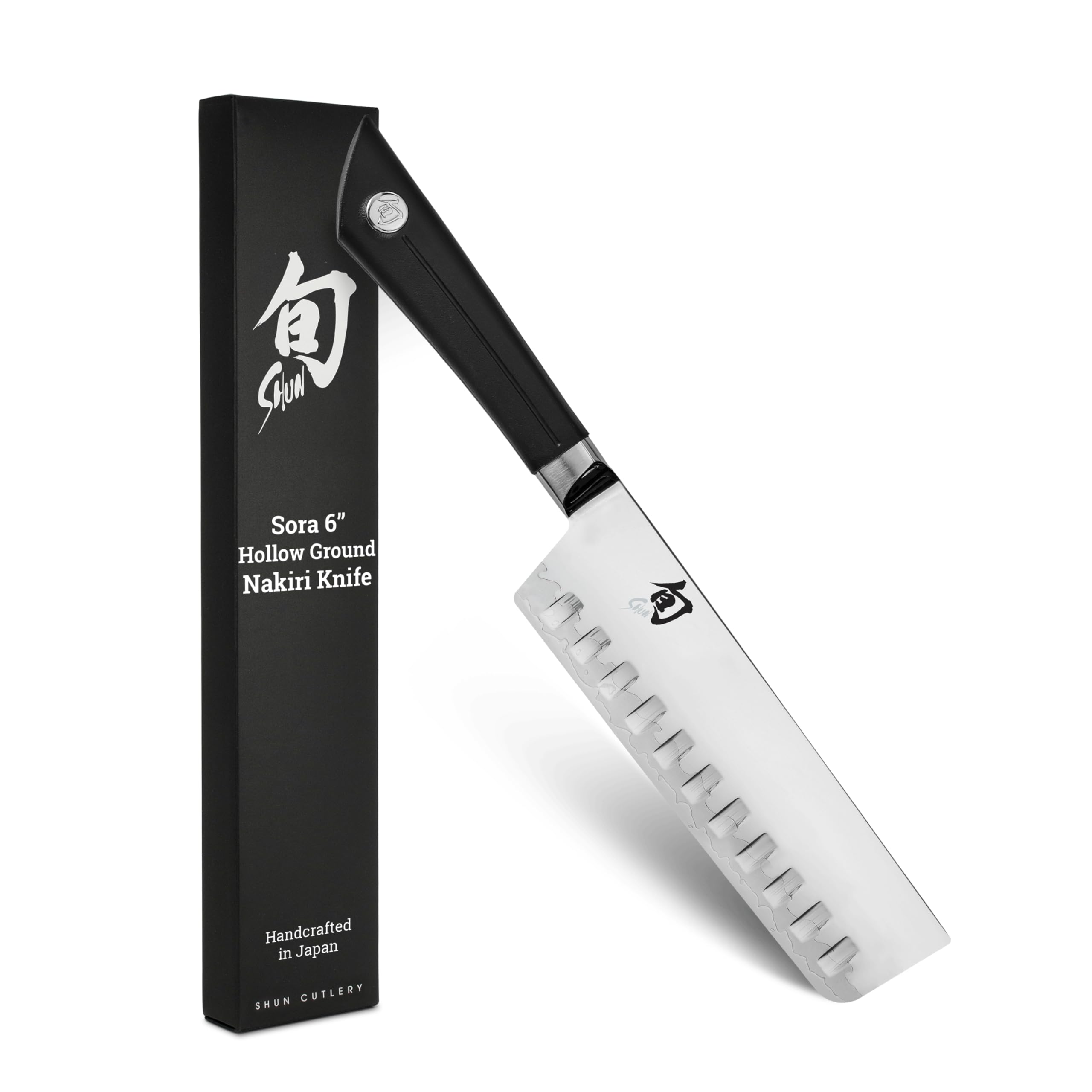 Shun Sora 6" Hollow Ground Nakiri Knife, Handcrafted Japanese Vegetable Knife, VG10 Steel Edge and 420J Stainless Steel Blade, Balanced Handle, Slicing Tool for Professional and Home Chefs