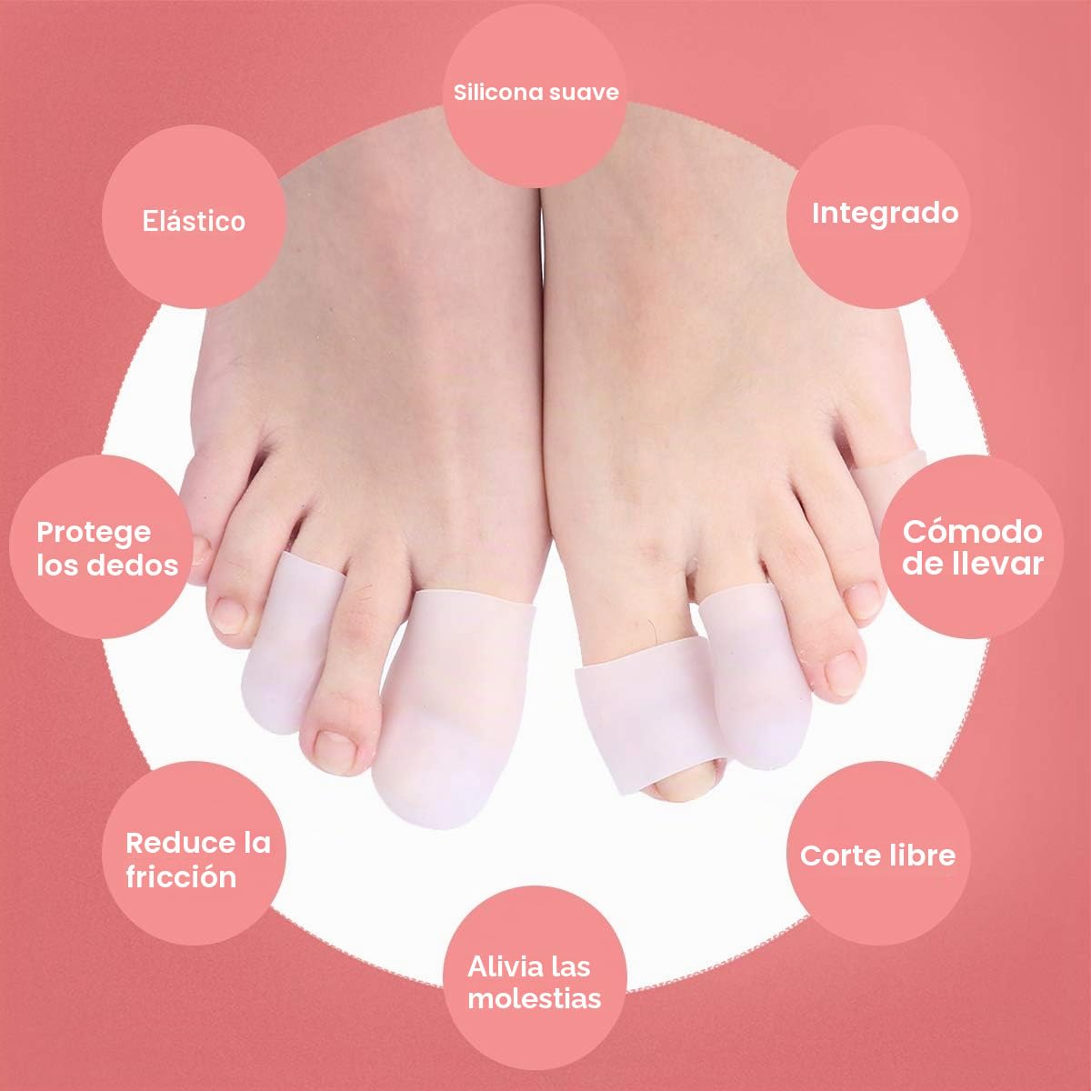 Punteras de gel, protectores para los dedos de gel de silicona para amortiguar, eliminar callos y proteger los pies de las ampollas, 20 unidades