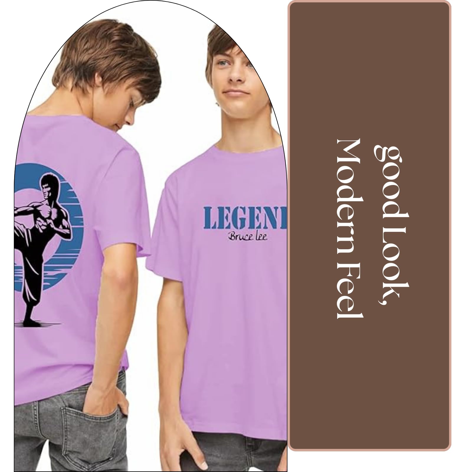Uniplanet Store Maglietta da ragazzo in misto cotone, mezza manica, vestibilità normale, viola