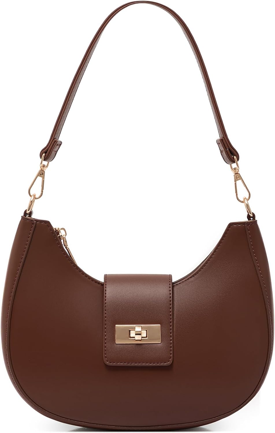 NIUEIMEE ZHOU Crescent Shoulder Bag for Women Retro Vegan Leather Crossbody Bags Tote HandBag Underarm Purses