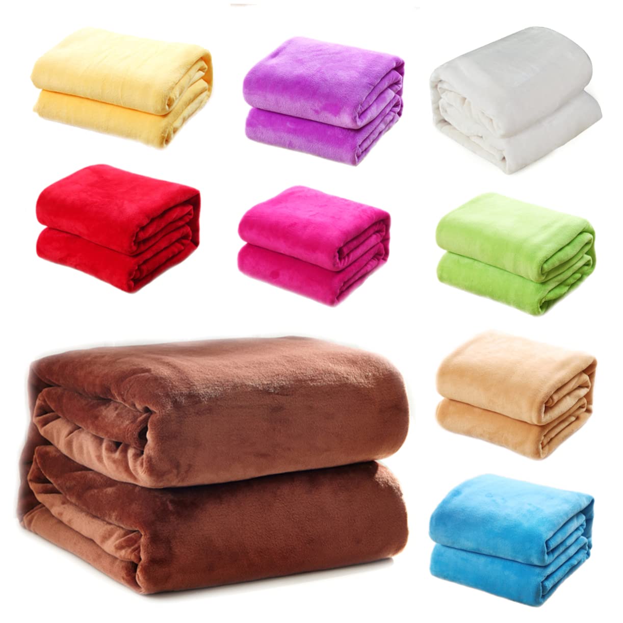 Couverture flanelle douce légère TOPBATHY contre le froid plaid lit jaune