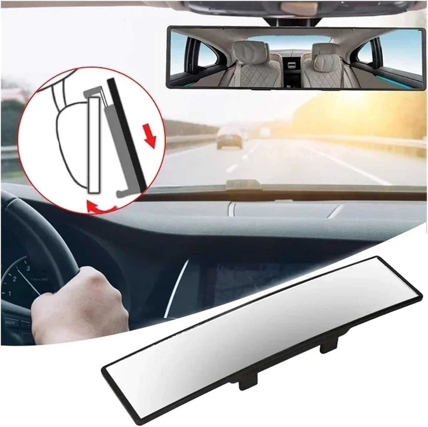 Rearview mirror, For Interior rear view mirror Universal Extended Large Rearview Mirror Car Panoramic Interior Clip On Wide-angle Universal rears views mirrors