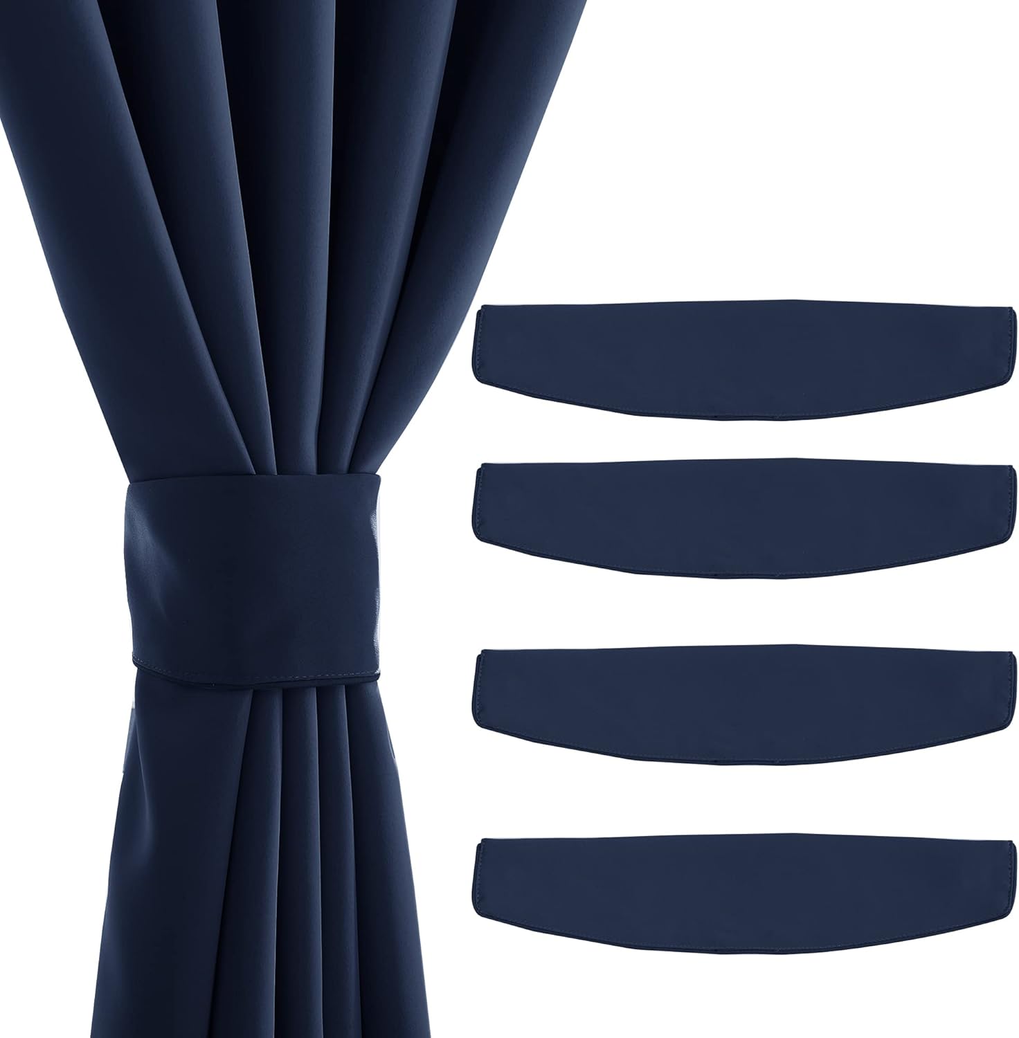 NICETOWN Navy Blue Curtains with Magnetic Tiebacks