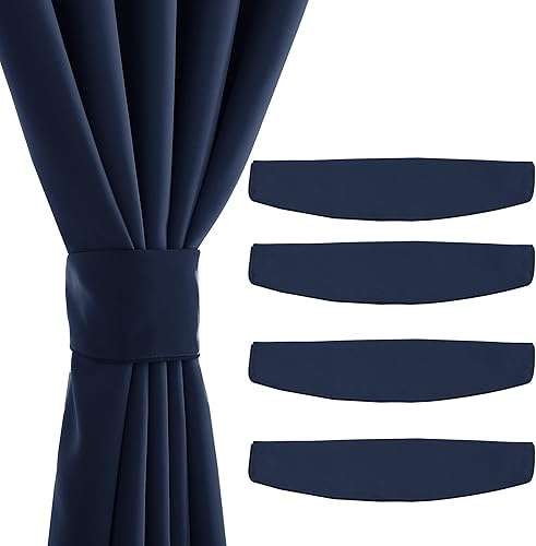 NICETOWN Alzapaños magnéticos fuertes para cortina de pared, sin tornillos, perfectos para cortinas (azul marino, 18.5 x 4 pulgadas, juego de 4)