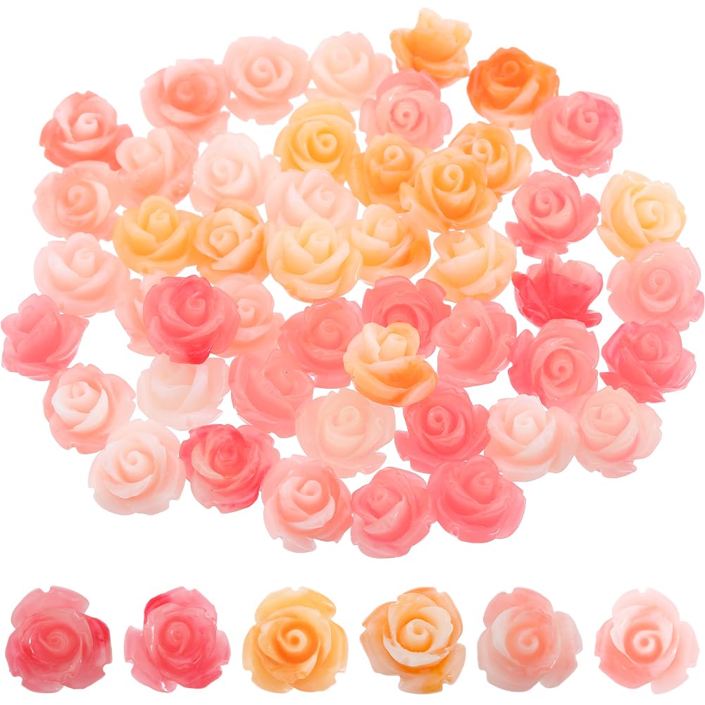 Perles en vrac pour fabrication de bijoux DIY, 60 perles fleur de corail artificielles