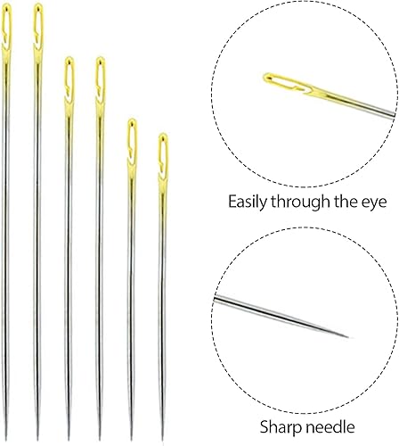 Miniatura 3 de BLMHTWO 48 agujas de coser autoenhebradas, agujas de tapicería de 1.411.491.65 pulgadas para cinchas, bordes de costura, costuras a través del