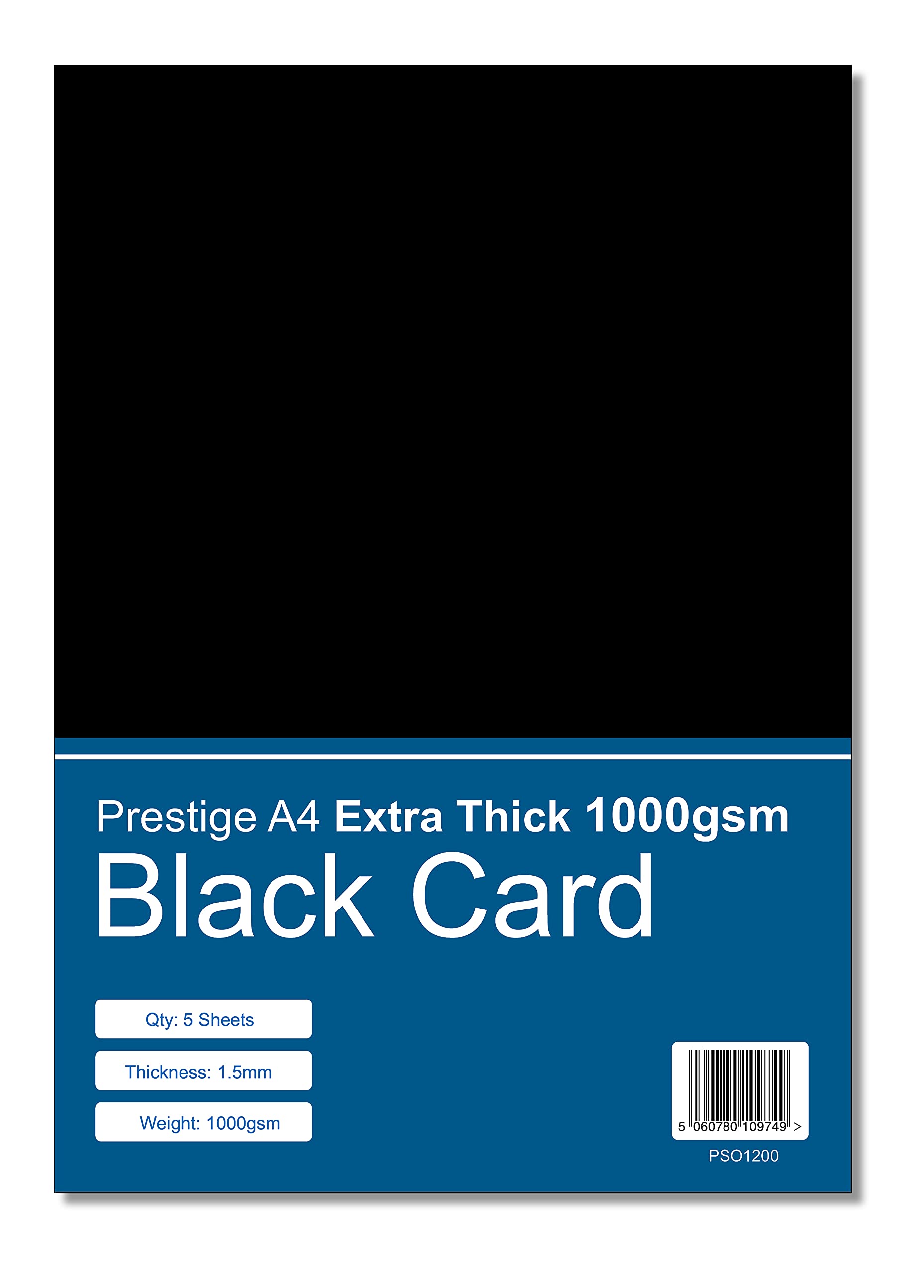 Prestige Sales Online Black Card A4 Extra Thick 1000gsm - 1.5mm Thick Mounting Craft Card - 5 Sheets