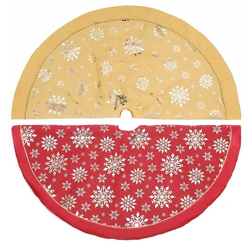 Tappeto Albero di Natale, Gonna dell'albero di Natale 48 Pollici Xmas Tree Mat Tappeto Buon Decorazioni for la Famiglia Albero Natale Capodanno Festa Forniture(Gold)
