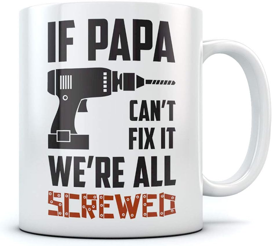 Tstars Funny Novelty Coffee Mug Funny Christmas Gift for Dad Husband Birthday Cup Fix It White 15 Ounce