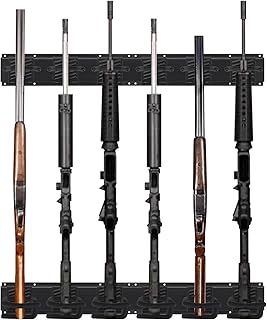 Indoor Gun Racks, Adjustable Gun Rack Metal Gun Rack Wall Mount, 6-Slot Heavy Duty Rifle Rack Gun Display Wall Mount Stand with Soft Rubber Padding - Generic