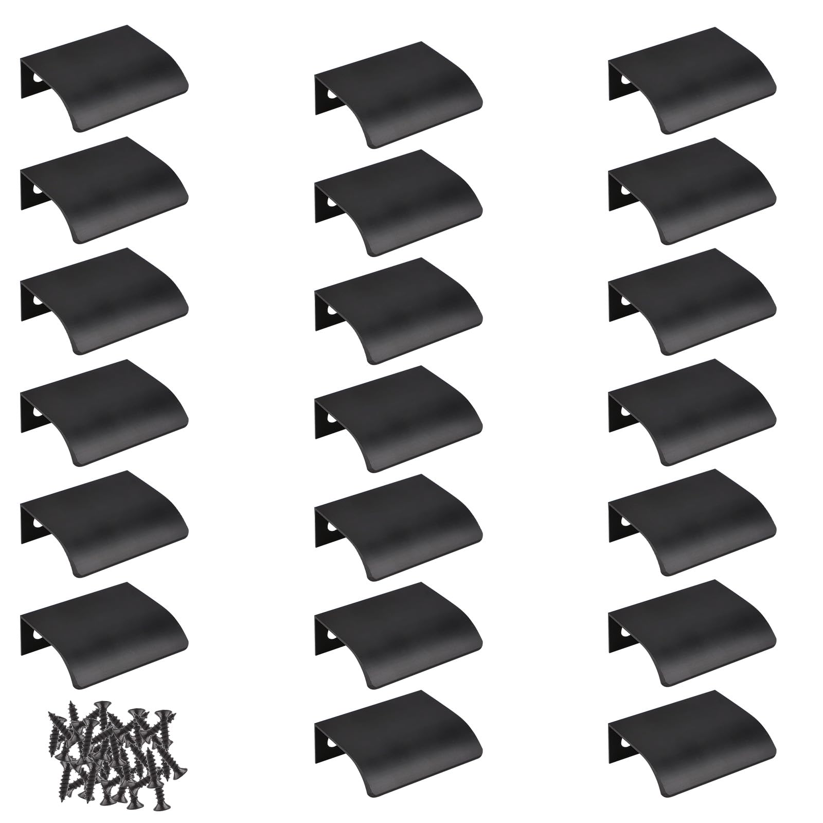 MOROBOR Black Mini Finger Edge Pull, 20pcs Concealed Handle Radian Edges Aluminum Alloy Invisible Modern Style Drawer Handle Knobs for Cabinet Wardrobe Hardware Drawer/50mm — image 1