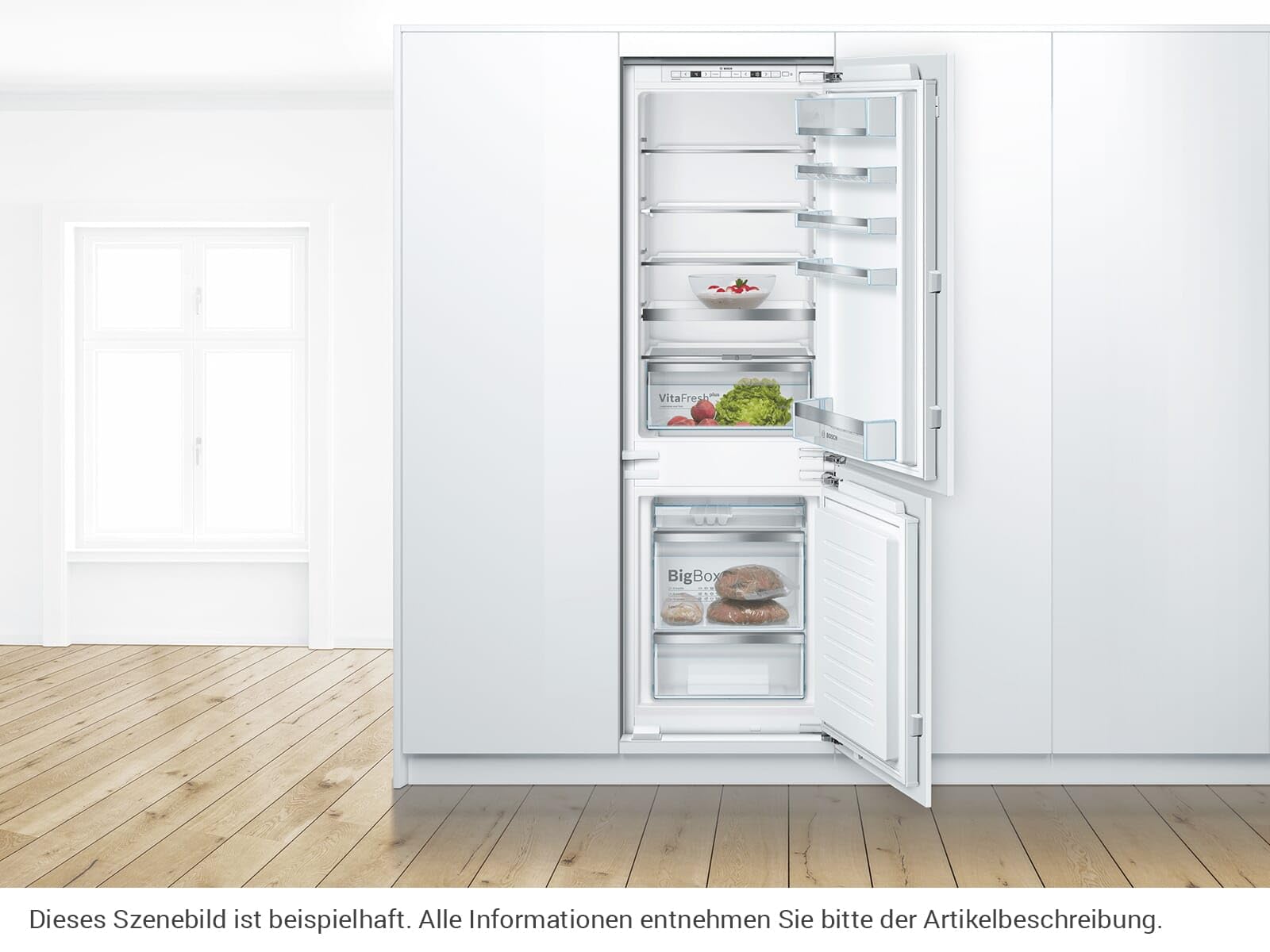 Bosch KIS86AFE0 Serie 6 - Frigorífico empotrable con congelador/E/177,5 cm de altura de nicho, 219 kWh/año, refrigerador de 192 L y congelador de 74 L, tecnología VitaFresh plus y LowFrost