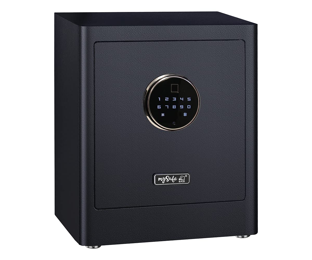 mySafe Premium 350 | elektronischer Schrank-Tresor | Zahlencode & Fingerscan | modernes Design | hohe Sicherheit | Schwarz