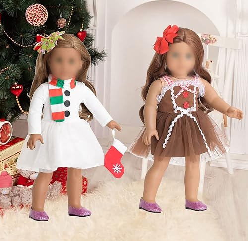 Miniatura 7 de sweet dolly Ropa de muñeca de Navidad de 18 pulgadas ropa de elfo de Navidad de 18 pulgadas disfraz de ayudante de Papá Noel para muñeca de 18