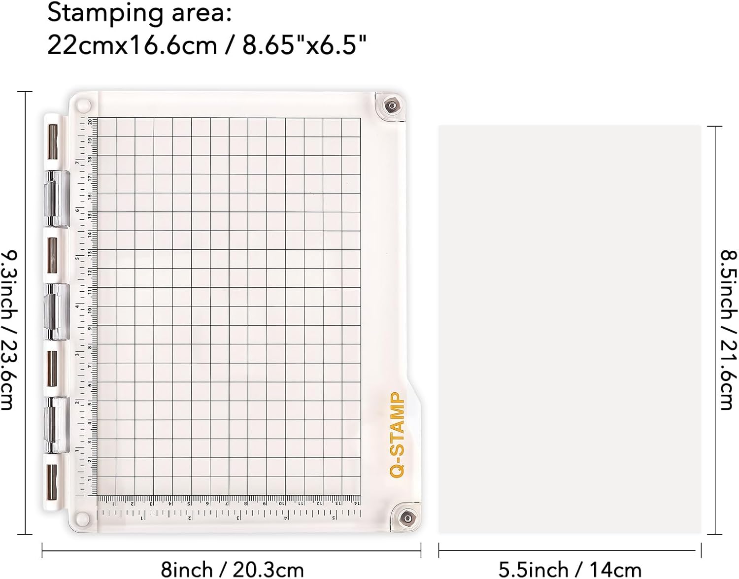 Precise Stamp Platform Tool for Accurate Craft Stamping, Stamp Positioning Tool with Grip Mat for Stamping Clear Stamp Scrapbook Craft Stamping Tool with Grid Lines for Card Making &Other Paper Crafts