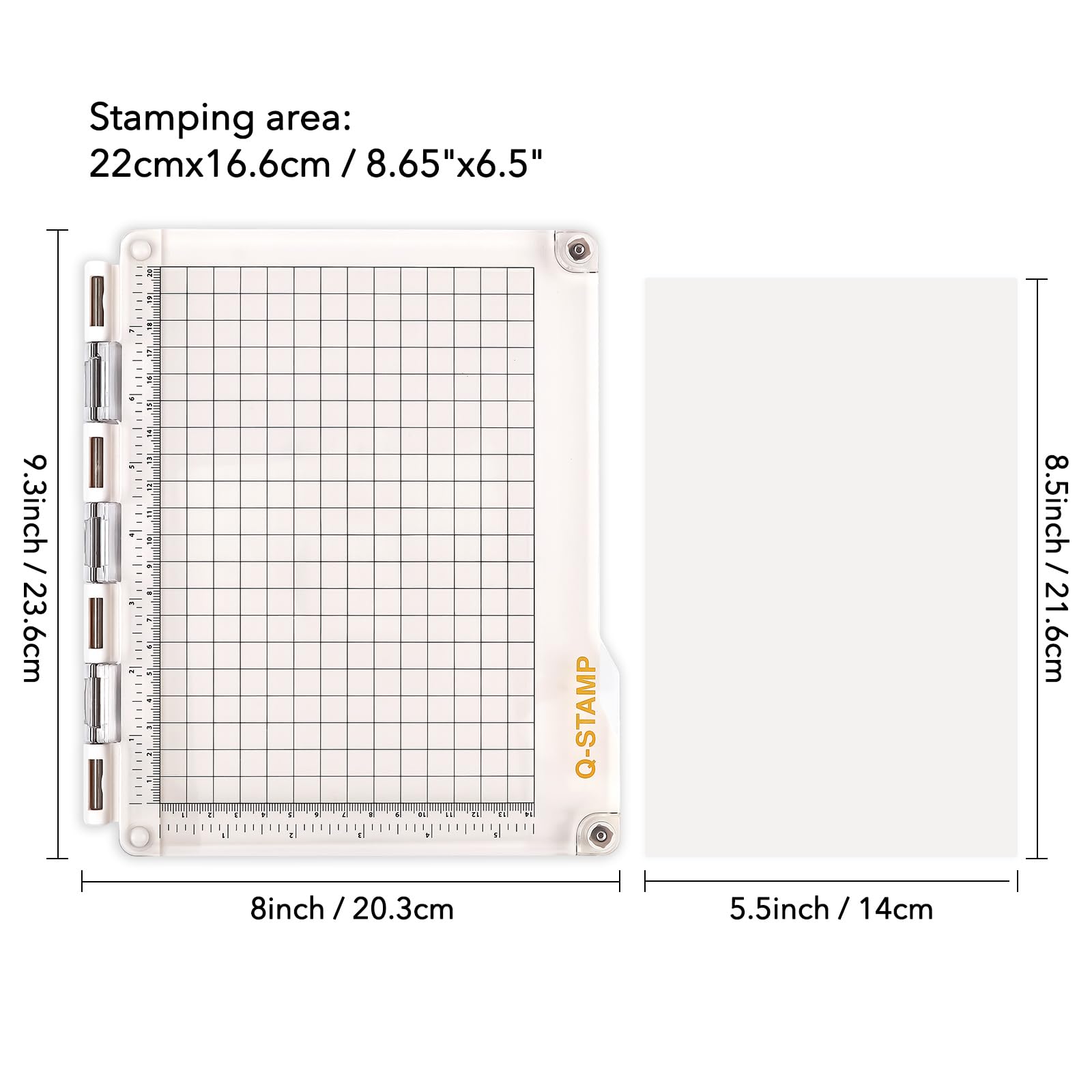 Piattaforma per timbri con tappetino antiscivolo, strumento di posizionamento per timbri accurati, fai da te, scrapbooking, creazione di biglietti, strumento di precisione per lavori di carta e