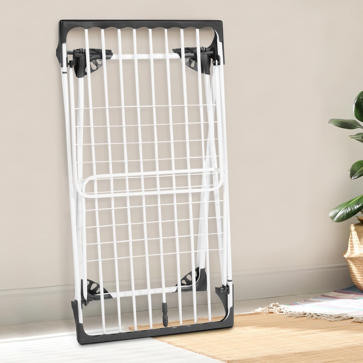IDMarket - Tendedero extensible y plegable gris y blanco 160 a 211,5 cm ULTRA