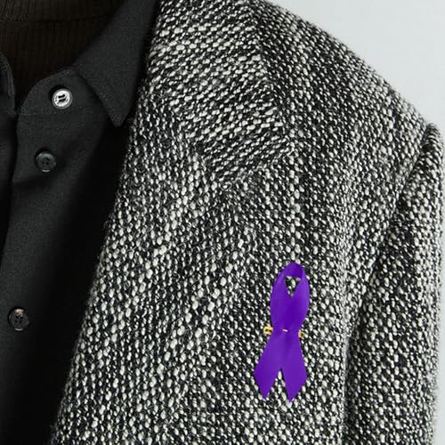 Image of Curvier 200PCS Purple Satin Awareness Ribbons Lapel Pins with Safety Pins