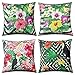 laamei Funda de cojín de lino, 4 piezas, cojín decorativo con cremallera, diseño de flores, para sofá, dormitorio, casa rústica, 45 x 45 cm