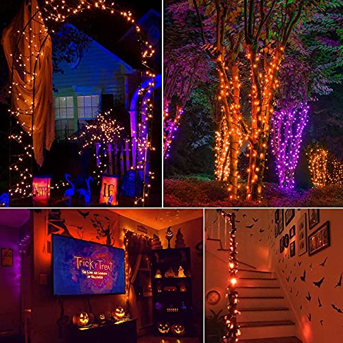 Image of Halloween Orange String Lights Decorations,2 Pack 17.8 Feet 50 LED Battery Operated Mini String Lights with 8 Modes Waterproof for Outdoor Indoor Patio Xmas Tree Holiday Party Christmas Show