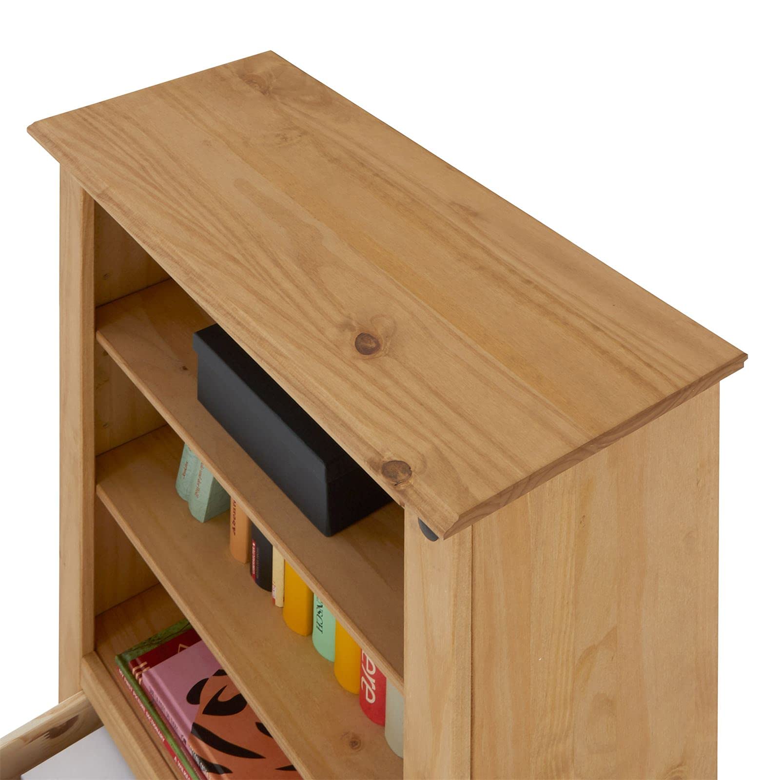 CARO-Möbel Regal Salsa Bücherschrank Bücherregal Mexiko-Stil, Kiefer massiv gebeizt, gewachst, 1 Schublade