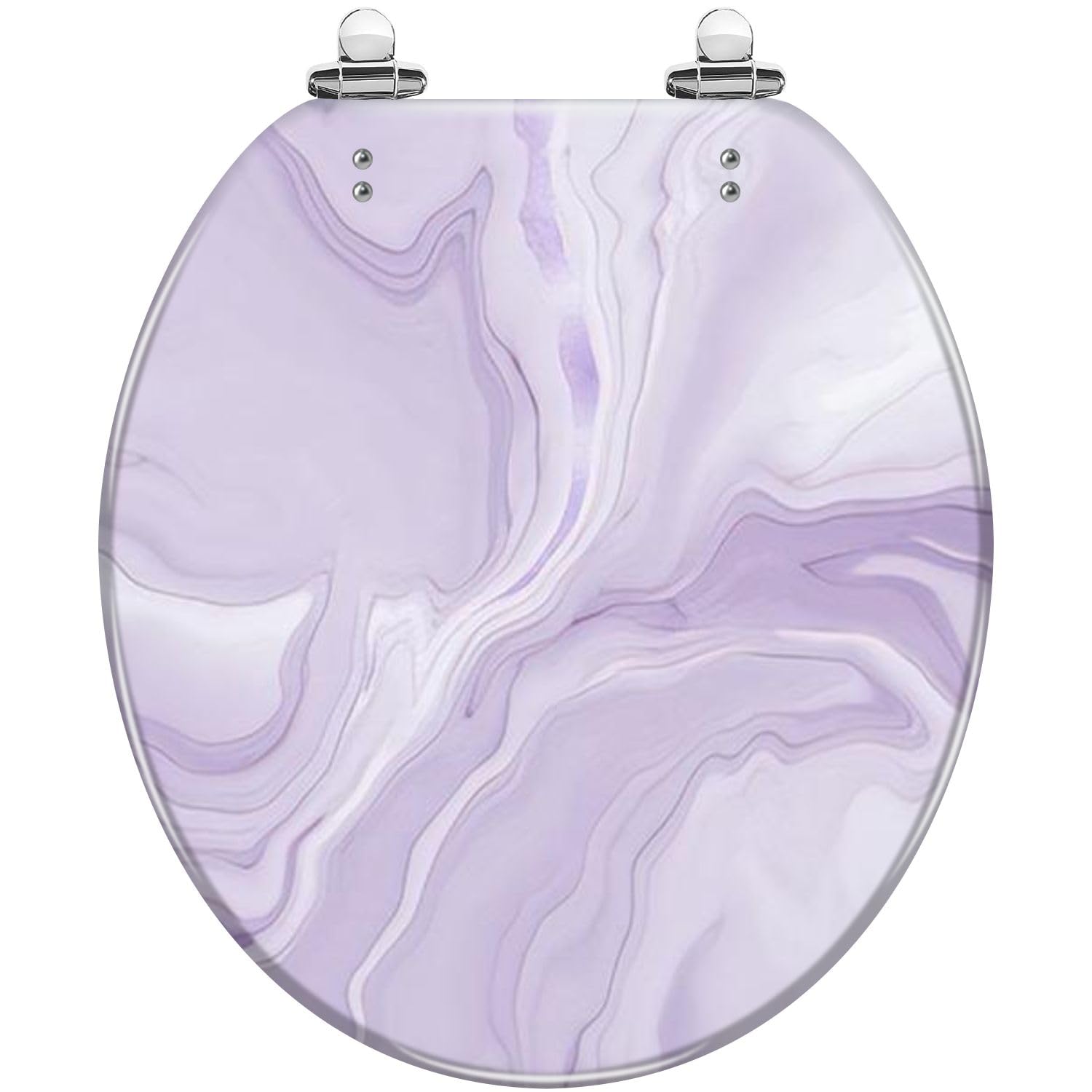 Round Toilet Seat Abstract purple liquid marble watercolor glitter textured stripes Resin Toilet Seat Slow Quiet Close with Quick-Release Hinges Toilet Seat with Cover Easy to Clean Install