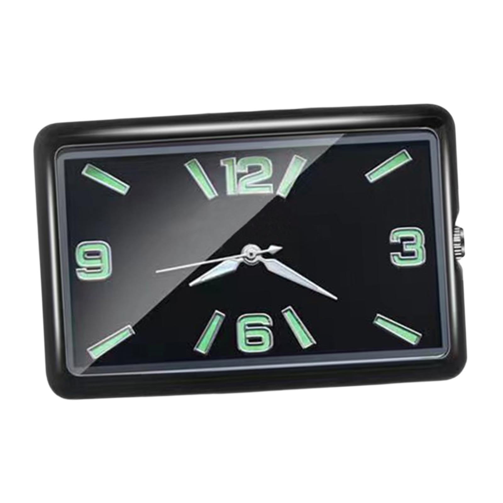 Generic Stick on Clock for Car Dashboard,Mini Tiny Small Analog Clock,Self Adhesiion Home Decor Rectangular Mini Quartz Clock Luminous Clock Analog for Shelf, Black Horizontal