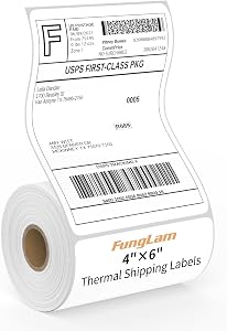 FungLam 4”x6” Direct Thermal Shipping Labels, Perforated Postage Thermal Label Paper, 250 Labels/Roll, Compatible with JADENS, iDPRT,MUNBYN and Rollo Printers