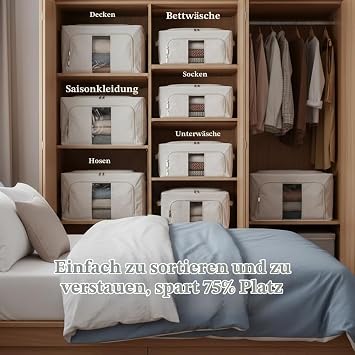 Clothes Storage Box with Lid Foldable Thick Metal Frame 24 L Beige