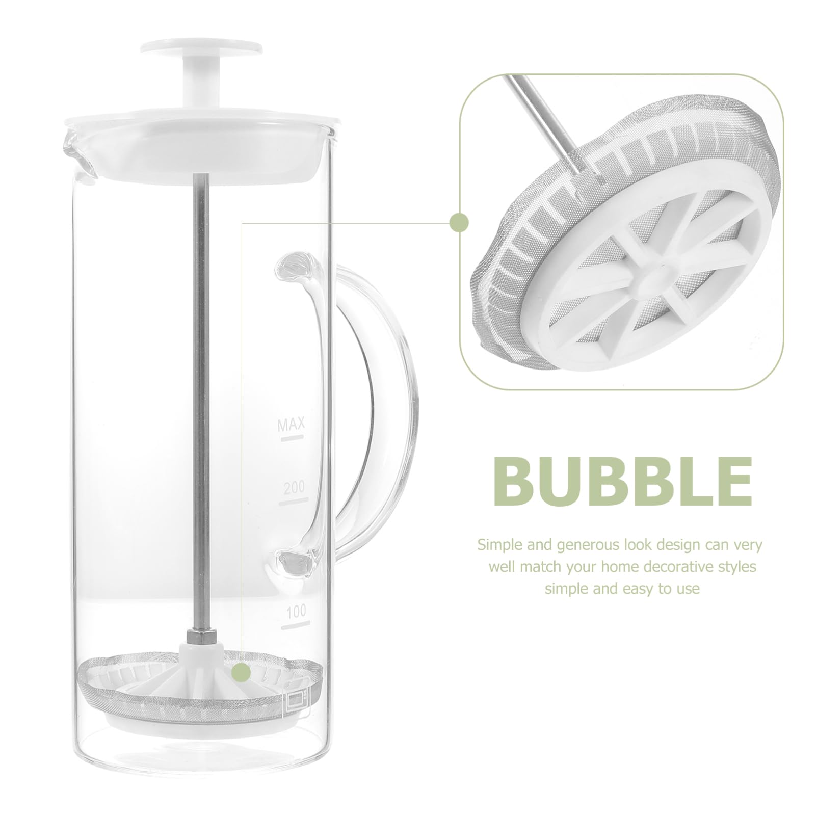 STOBAZA 1pc Manual Glass Coffee Pot Lid Coffee Foaming Pot for Office Use Easy to Clean and Quick Foaming Simple Design for Home Decor