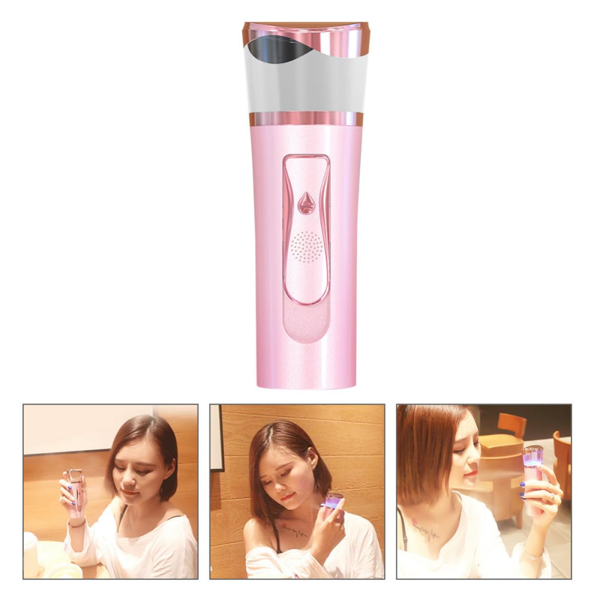 ifundom Rociador de Bruma Facial Nano Facial Portátil, 30ml, Rosa, Abs, Usb, para Viaje y Camping