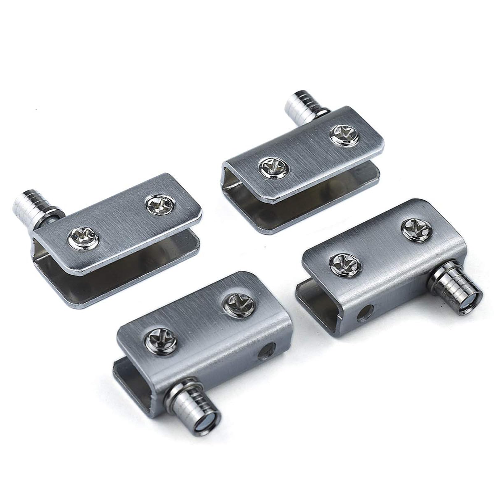 Twzqsyw Pack-of-4 Glass Door Hinges 90°Pivot Hinge, Glass No Drilling, Stainless Steel, Fit 5-8mm Glass