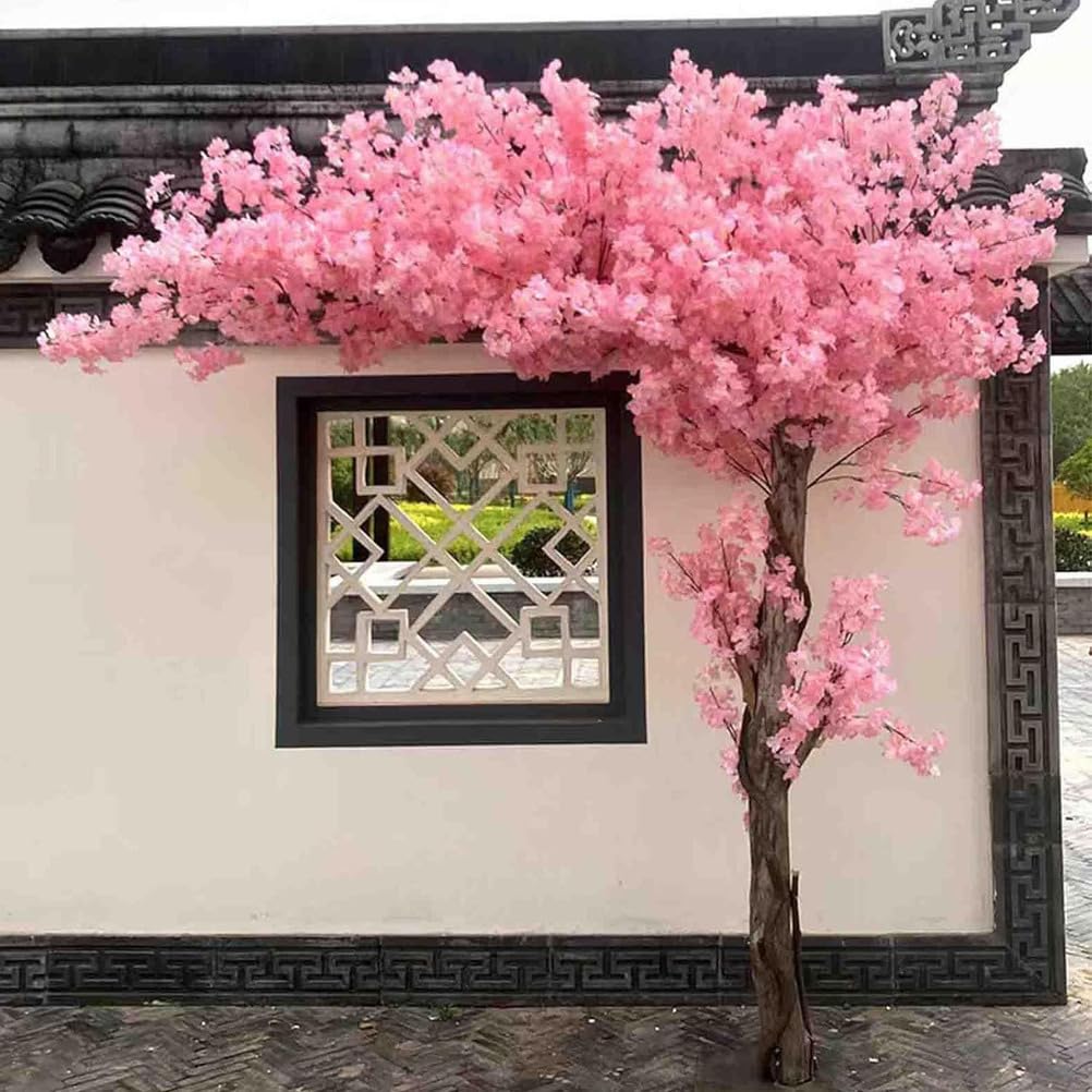Artificial Cherry Tree Large Pink Plant Wishing Tree Handmade Fake Silk Flower Blossom Party Restaurant Mall Decoration,A,1.2x0.8m/3.9x2.6ft