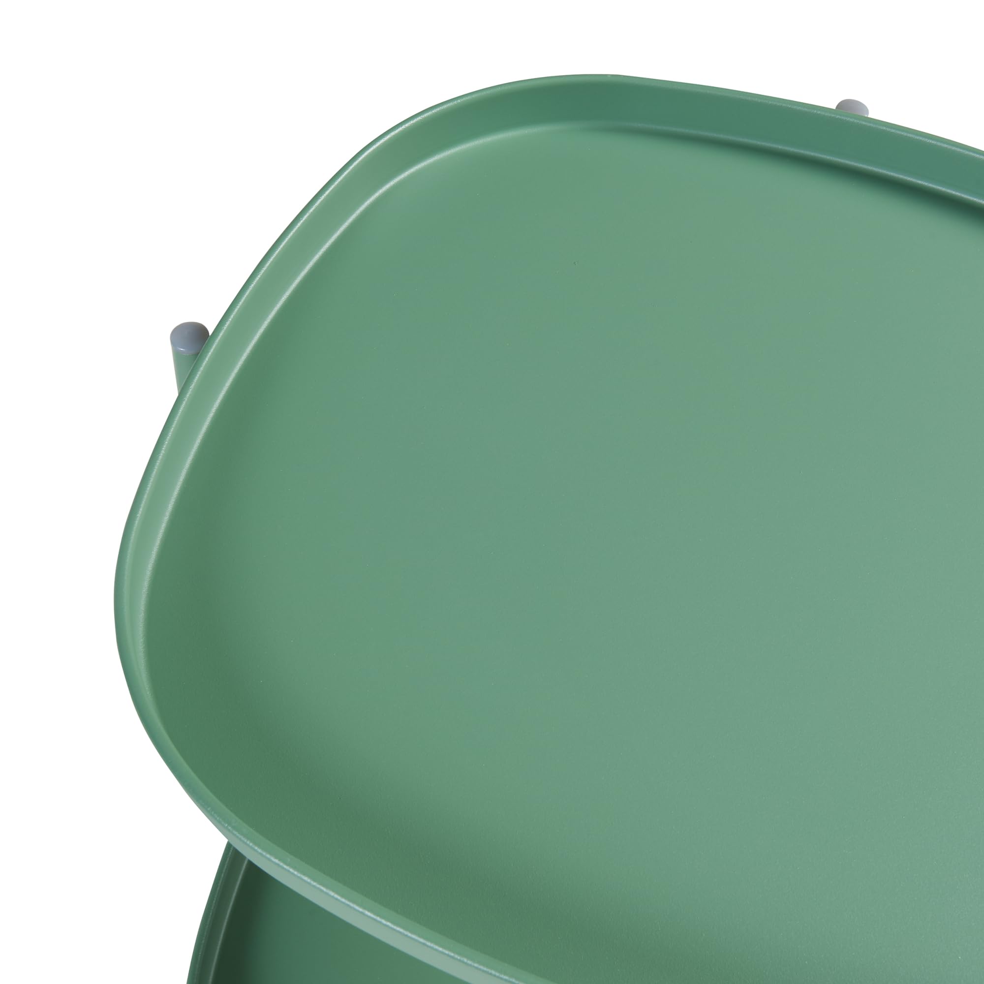 [en.casa] Mesita de Jardín Sandefjord Mesa de Café de Patio con 2 Bandejas Extraíbles Estilo Moderno Mueble de Jardín Terraza Balcón Acero 57,5 x 46 x 46 cm - Verde